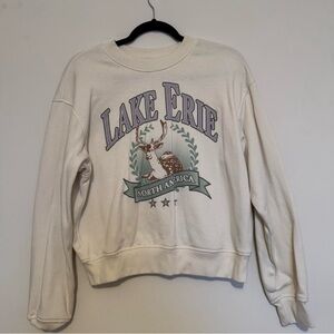 H&M Cream Lake Erie Graphic Sweater Sz Medium